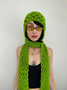 LIME POODLE HAT SCARF